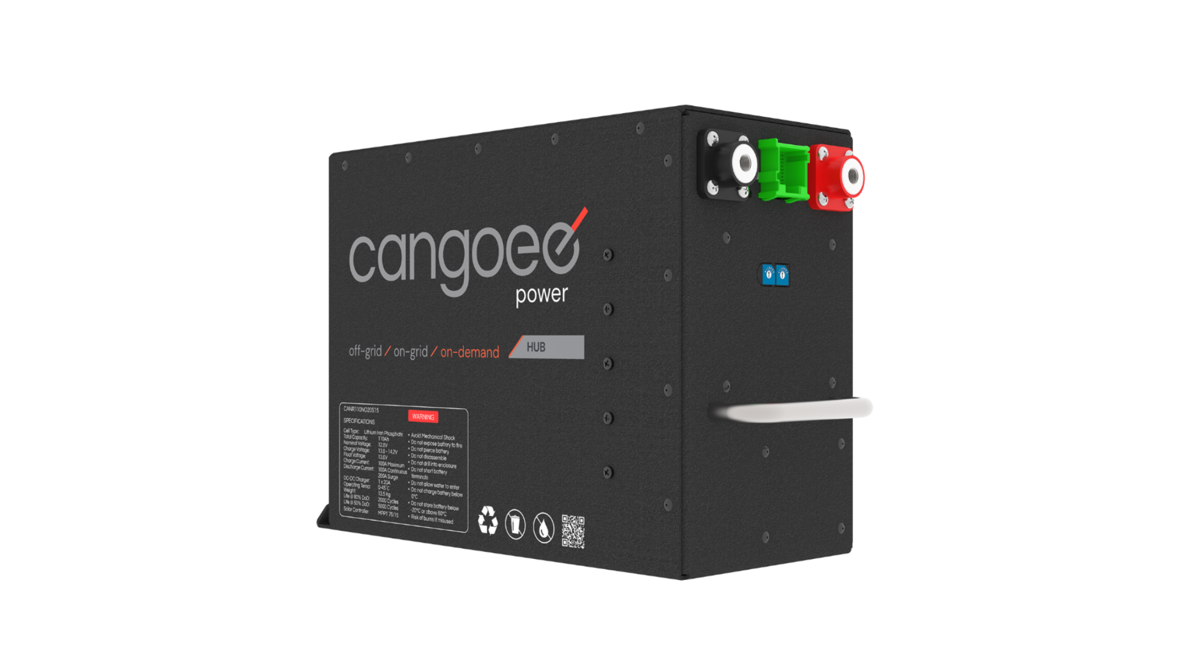 Rectangular Hub 110Ah, 20A DCDC, BMS, Reverse Label